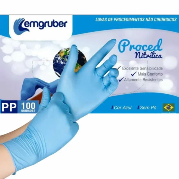 Luva de Procedimento Nitrílica Sem Pó – Azul (Caixa com 100 unidades) - Image 2
