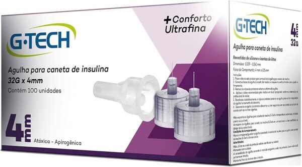 AGULHA P CANETA DE INSULINA 4MM 32G CX/100 - GTECH