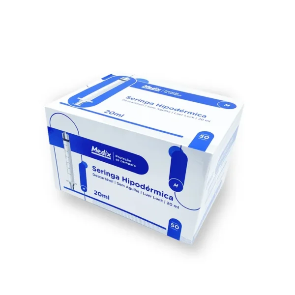 SERINGA 20ML S/AG CX/50 LUER LOCK MEDIX
