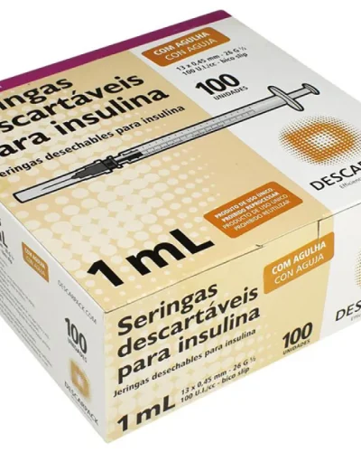 SERINGA 1ML C-AGULHA 13X4,5 LUER SLIP INSULINA DESCARPACK